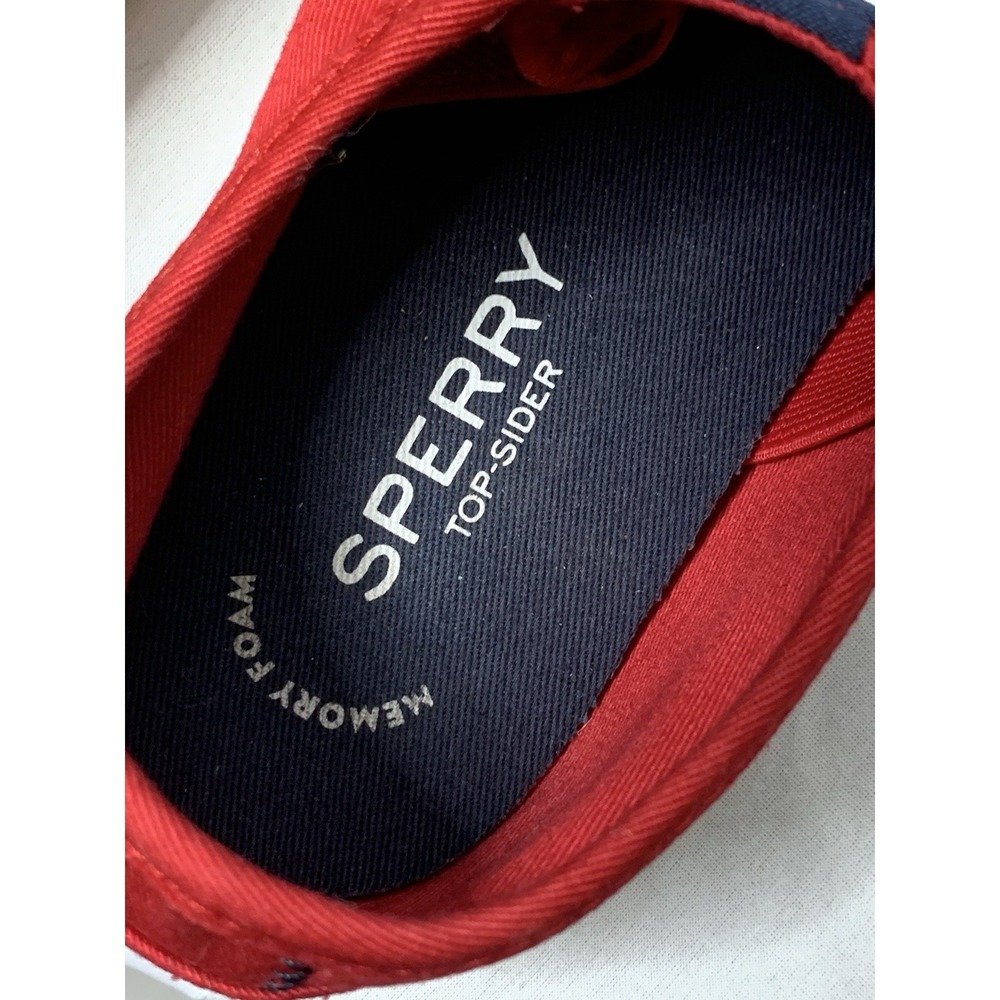 Women's Sz 6 Sperry Top Sider Memory Foam Loafers Red & White‎ Slip On Shoes - Picture 6 of 6